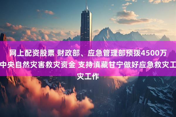 网上配资股票 财政部、应急管理部预拨4500万元中央自然灾害救灾资金 支持滇藏甘宁做好应急救灾工作
